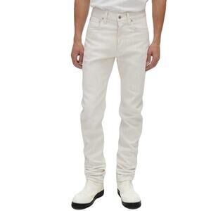 HELMUT LANG Jeans Unisex W 34 L 47 ITALY White High-Waist Stretch ButtonFly Masc